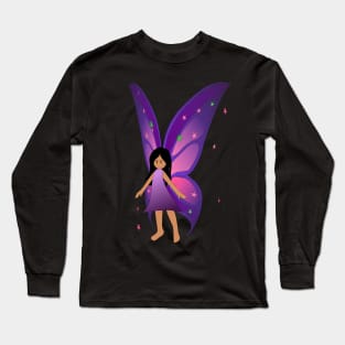 Fairy with Purple wings and long dark hair Long Sleeve T-Shirt